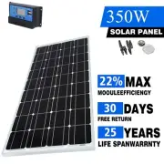 12V 350W Fixed Solar Panel Kit Mono Home Generator Caravan Camping Charger Power