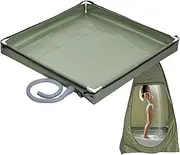 Portable Shower Pan, Folding Shower Tray, Waterproof Bath Mat, Drainage System, Foldable Design, 80x80x10cm, for Pet, Bath, RV, Camping, Travel, Home, Outdoor