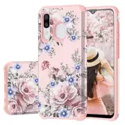 for Samsung Galaxy A50/A30/A20 Case - Rose Gold Floral Glitter Bumper, Hybrid...