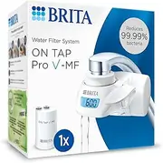 BRITA Water Filter System ON TAP Pro V-MF incl. 1x Filter Cartridge (600L) - for 99,99% Bacteria-Free & Sustainable Water with Advanced Taste, reducing PFAS, incl. LCD Capacity Countdown