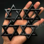 4x Black Metal Star of David Jewish Hexagram Car Emblem Badge Motorcycle Sticker