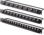 Rack Patch Panel 8 12 16 Way 3 Pole XLR Female Chassis Connector 1U Flight Case Bracket for Professional Speaker Audio Cable(1U-16D)