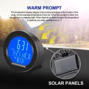 LCD Digital Display Solar Car Clocks 2 In 1 Auto Clocks Vehicle Thermometer