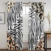 Blackout Curtains Leopard Print Curtain 90 Inches Long 2 Panels, Energy Saving Noise Reducing Bedroom and Living Room Curtain, Light Blocking Drapes with Grommet, 46x90 inch