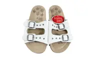 Womens Homyped Raven White Sandals Slip On Wide Shoes Flats