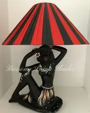 *LGE* RED & BLACK PLASTIC RIBBON LAMPSHADE BARSONY LADY LAMP - 4 display views