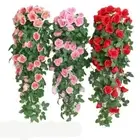 18 Heads Vine Silk Artificial Vine Plant Hanging Fake Rose Flowers Garden Decor