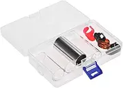 Guitar Slides Set Includes 3 Glass Slides (5.1cm/ 6cm/ 7cm) + 1 Stainl Steel Slide (6cm) + 4pcs Celluloid Thumb & Finger Picks(Random Color Very) with Plastic Storage Box