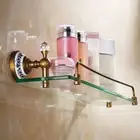 Retro Art Bathroom Shower Shelves Glass Caddy Storage Shelf Bath Rack Holder NEW