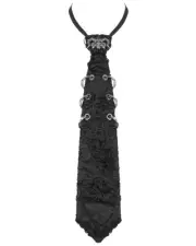 Devil Fashion Womens Apocalyptic Goth Punk Piercing Ring Shredded Neck Tie Black