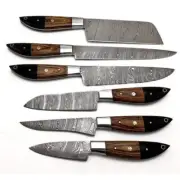 Rare Hand Forged Damascus Steel Full Tang Chef Set Dining Set Kitchen Knife