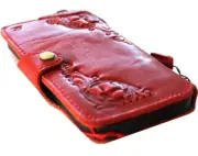 Genuine Leather case fo Iphone 14 13 12 11 Pro Max Wallet Book Xs XR SE Red wine