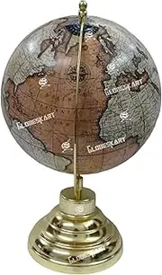 Educational/Antique Globe with Brass Antique Arc and Base/World Globe/Home Decor/Office Decor/Gift Item / 8 inches (Peach Cream) S