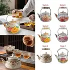Enamel Tea Kettle Turkish Teapot with Lid Heat Resistant Water Kettle 2.5L for