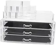 OHPHCALL Box Cosmetic Storage Box Desktop Stand Drawer Type Container Clear Stand Lip Gloss Container Clear Drawer Clear Makeup Organizer Cosmetic Storage Drawer Storage Case Acrylic White