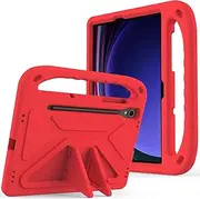 [Jarttarn] Kids Case Compatible with Samsung Galaxy Tab S9 FE SM-X510/SM-X516 11inch,Light Weight Shock Proof Handle Stand Kids Friendly Protective Cover Case Tablet Slim Cover Shell (RED)