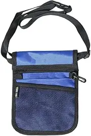 Nurse Pouch Extra Pocket Quick Pick Vet Agecare Waterproof Bag w/Belt Strap 2 Sided - 8 Pocket Long Adjustable Belt (Blue)