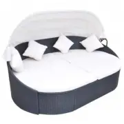 Outdoor Canopy Lounger Bed Garden Patio Pool Beach Daybed Chair Wicker Rattan