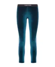 Tom Ford Stretch Lustrous Velour Signature Leggings Blue