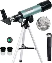 Mijiaowatch Astronomical Telescope for Kids and Adults - 360/50mm 90X Zoom HD Outdoor Monocular Space Refractor With Tripod - Portable Spotting Scope for Beginners (Blue)
