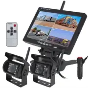 Digital Wireless 7" Quad Monitor 2x Reversing Rear View Cameras For RV Caravan