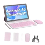 Android 15 Tablet, 10 inch 18GB RAM 128GB ROM, 2.0Ghz Quad-core Processor Pink