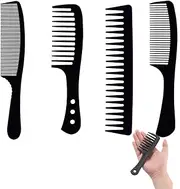 Wide Tooth Comb Kit, 4 Pieces Professional Hairdressing Comb, Barber Hair Styling Salon Curling Comb, Heat Resistant Antistatic Carbon Comb, Hair Comb for Men and Women