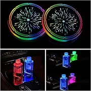 2Pcs LED Coaster Lights,7 Color Variable USB Rechargeable Coasters,LED Colorful Coasters,Car Coaster Lights,Universal lED Coaster car Atmosphere Decoration Light