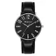 Geneva 日內瓦-雷克斯都會時尚大數字皮帶手錶 _黑盤黑帶