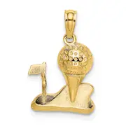 14K Yellow Gold Solid Polished Golfing Charm