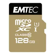 Emtec MicroSD Memory Card 128GB C10 With SD Adapter Gold [ECMSDM128GXC10GP]