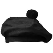 Scottish Traditional Tam o' Shatner Tammy Hat Flat Bonnet Black Plain 022tcp