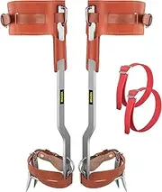 VEVOR Tree Climbing Spikes, 1 Pair Stainless Steel Pole Climbing Spurs, with Adjustable Straps and Cow Leather Padding, Arborist Equipment for Climbers, Logging, Hunting Observation, Fruit Picking