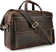 [TIDING] Genuine Leather Briefcase for Men 17.3 Inch Laptop Bag Work Business Travel Messenger Shoulder Bag