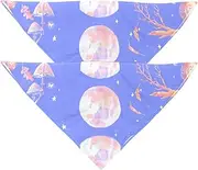 2 Pack Owner and Dog Bandana Set, Pet's Mom/Dad Bandana or Scarf Set, Family Matching Bandanas, Celestial Moon Phase Moonlit Plants Flowers Garden Owl Mushroom Crystal Ore Fairy Tale