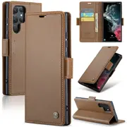 CaseMe Samsung Galaxy S23 Ultra 5G Folio Wallet Case Cover Side Closure S918 [Brown]