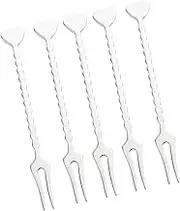 BIUDECO 5pcs Love Fruit Fork Cake Sticks Desert Forks Desserts Skewers Fruit Toothpick Dessert Fork Fancy Toothpicks for Appetizers Cake Pop Sticks Custom Cake Fork Fruit Pick Silver