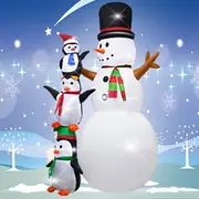 2.43M Christmas Inflatable Snowman Penguin Decoration with LED Lights，Huge Blow up Christmas White Snowman Indoor Outdoor Lighted up Yard Decoration