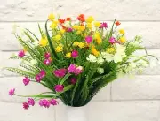 8pcs Artificial Fake Flowers Outdoor Plastic Shrubs Greenery Craft Scrapbook DIY