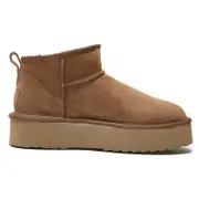 Yellow Earth Women's Classic Ultra Mini Platform Ugg Boots Chestnut (Women's US 8)