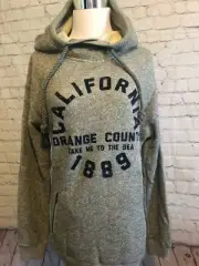 TECHSTYLES Women's Hooded California Orange County Sweatshirt Zipper Pockets Gre