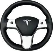 Custom Cut Graphics Steering Wheel Trim Vinyl Wrap for Tesla Model 3/Y, Gen 1.0 (Tesla Interior White/Satin White)