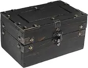 Ipetboom Retro Wooden Storage Box Vintage Decor Decorative Storage Boxes Fillable Decorative Crown Storage Boxes Storage Chests and Trunks Large Treasure Chest Storage Trunks and Chests