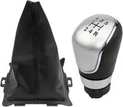 Shifter Handball for Ford for Fiesta 2008 2009 2010 2011 2012 Car Styling Accessories 5/6 Speed Manual Gear Shift Knob Gaiter Boot Cover Case Collar Lever Shift Knob Boots (Color : 5 Speed Silver)