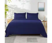 LINENOVA 100% Bamboo Quilt Cover Set Cooling Breathable for Hot Sleepers - Navy