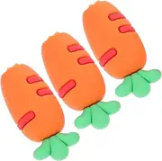 Cute Carrot Shape Pencil Cap 3pcs Pencil Topper Extender Soft Silicone Cover for Boys and Girls School Party