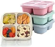 ozazuco 4 Pack Snack Containers, Divided Bento Snack Box, 4 Compartments Reusable Meal Prep Lunch Containers for Kids Adults, Food Storage Containers for School Work Travel