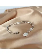 Bullion Gold Good Luck Chain Bracelet in White Gold Layered Steel Jewellery