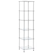 vidaXL 6-Tier Shelf Transparent Tempered Glass Display Rack Storage Organiser
