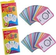 PERSELOSO 2Pcs Educational Board Game for Telling Flash Cards Teaching Game for Interactive Clock Learning for Ages Safe and Identification